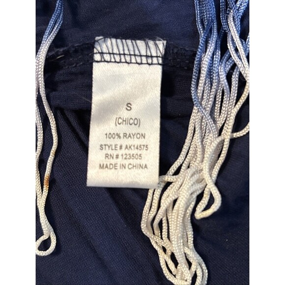 Heart & Hips Navy Blue Ombré Tank Top With Fringe Small - Picture 8 of 8